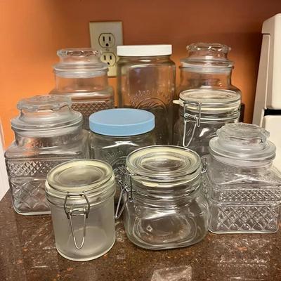 Assorted Clear Glass Canisters