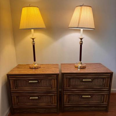 2 Nightstands With Drawers And 2 Lamps