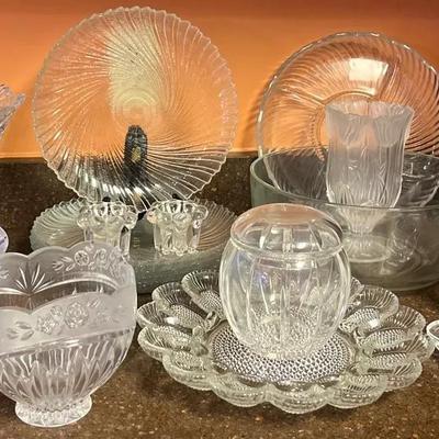 Collection of Floral & Cut Crystal Glassware Assortment
