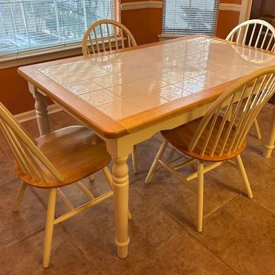 Farmhouse Chic White Tile Table & (4) Chairs 