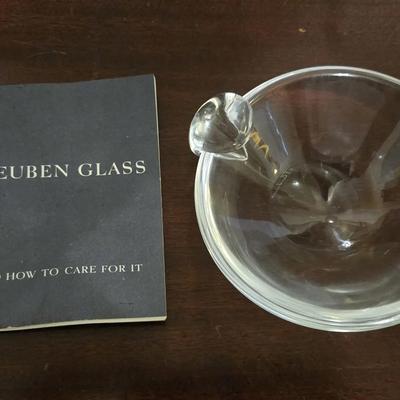 Steuben Crystal Olive Dish John Dreves 1939 World's Fair Snail Handle Care Booklet Mid-Century