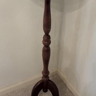 Bombay Company Plant Stand Green Marble Top Mahogany Tripod Pedestal Base 35 Inch