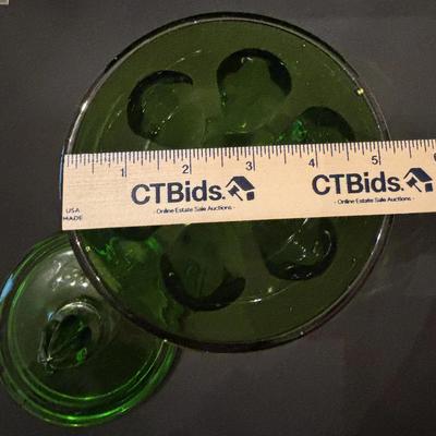 Viking Glass Epic Six Petal Green Lidded Candy Dish 6812 Avocado MCM 1960s