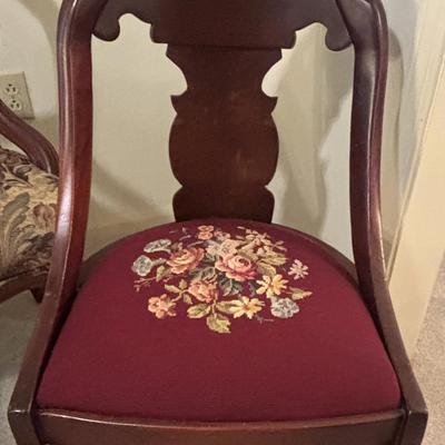 Antique Empire Style Flame Mahogany Accent Chair Needlepoint Seat Francois Seignouret Attributed New