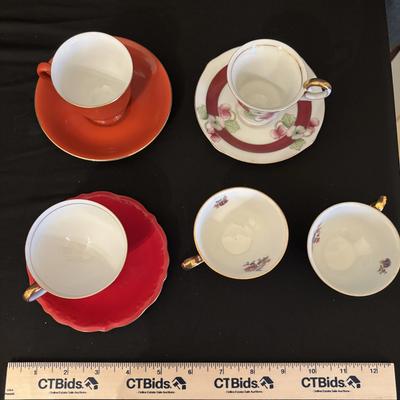 Mixed Lot Vintage Demitasse Cups Saucers Pieces Assorted Patterns Collectible Espresso Coffee