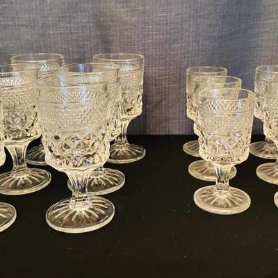Vintage Anchor Hocking Wexford Glass Collection 26 Pieces Pressed Diamond Pattern Tableware