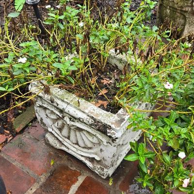Weathered Concrete Square Ornamental Planter 13 Inch Garden Outdoor Aged Patina