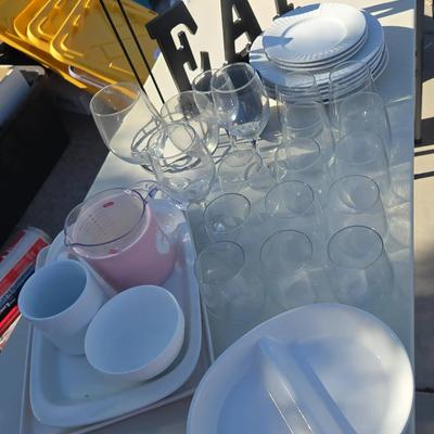 Black & White Kitchen Basics - Glassware, Plates, Serving Platters, Paper Towel Holder, EAT Sign