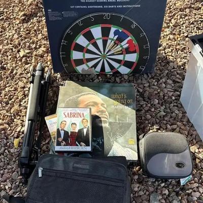 Entertainment Central - Electric Dartboard, Vinyls, DVDs, CDs In Cases & Tripod