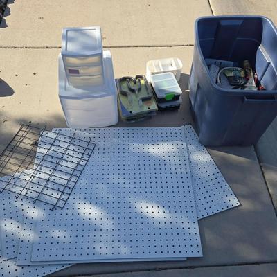 Garage Storage Supplies - Extension Cords, Peg Board, Storage Containers