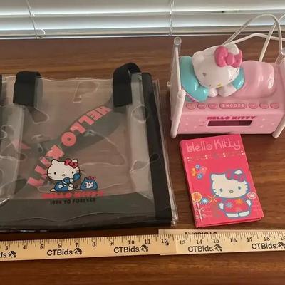 Hello Kitty - Cute Alarm Clock, Clear Bag & Journal - Untested
