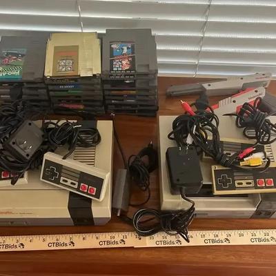VTG 2 Original Nintendo Entertainment Systems w/ Games, Controllers & Cords - Gold Legend of Zelda