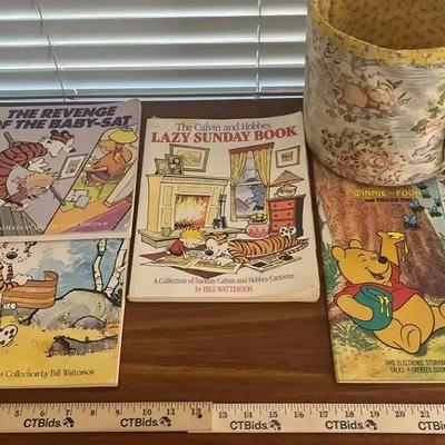 Children's Books - Winnie The Pooh Children’s Interactive Book & Basket, 3 Calvin And Hobbes Books 