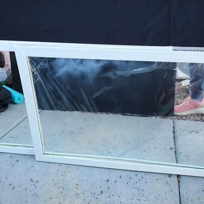 (2) New In Box White Wooden Framed Decor Mirrors - 36" W X 24" H, One Cracked In Corner