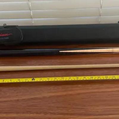 J. Pechauer Custom Pool Cue With Leather Carrying Case  - Good Condition