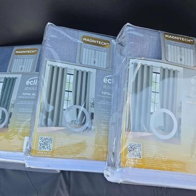 (3 Pairs) Blackout Curtains Shades - 84"- Gray And Navy - NEW in Package