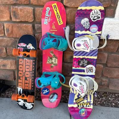 Active Sports - 2 Girls Snowboards (5150 & Salomon) & 1 Skateboard 