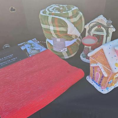 Christmas Decor - NEW! Holiday Red Tablerunners, Gingerbread Cookie Jar, Throw
