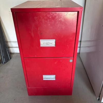 Table Height Red 2 Drawer File Metal Cabinet for Your Office - W.P. Johnson Company