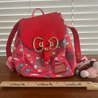 Pink Loungefly Hello Kitty Backpack W/ Hello Kitty Plushy Bag Charm, Magnetic Clasp