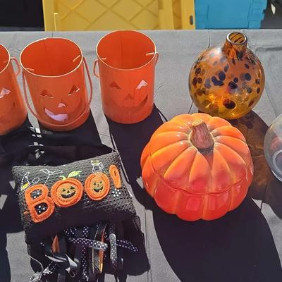 Halloween Decor - Fall Themed Candle Vases, Pumpkin Bowl With Lid, Nightlight