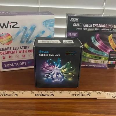3 Packages - NEW in Box - 152 Ft Of Assorted LED Strip Lights  - Govee, Wiz