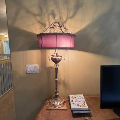 Sale Photo Thumbnail #190: Silver Table Lamp With Pink Shade
