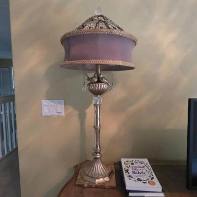 Sale Photo Thumbnail #193: Silver Table Lamp With Pink Shade
