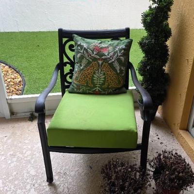 Sale Photo Thumbnail #145: Black Metal Armchair with Green Cushion
v