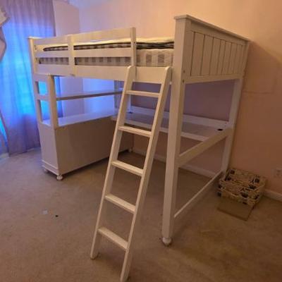 Sale Photo Thumbnail #291: White Loft Bed With Desk and Storage
