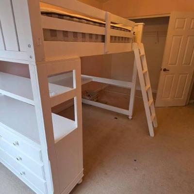 Sale Photo Thumbnail #294: White Loft Bed With Desk and Storage
