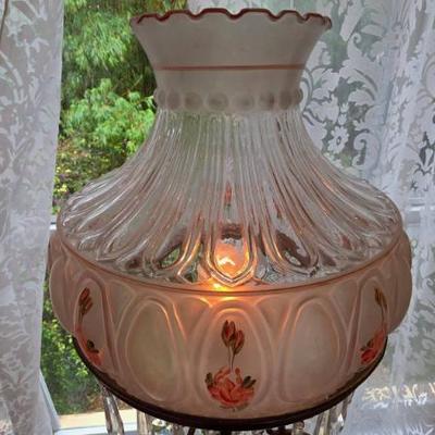 Sale Photo Thumbnail #275: Figural Brass Table Lamp With Painted Shade
