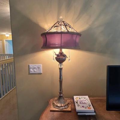 Sale Photo Thumbnail #191: Silver Table Lamp With Pink Shade
