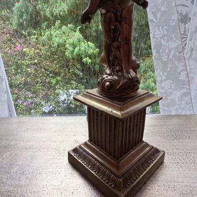 Sale Photo Thumbnail #274: Figural Brass Table Lamp With Painted Shade
