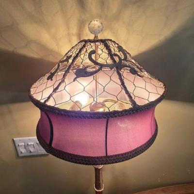 Sale Photo Thumbnail #192: Silver Table Lamp With Pink Shade
