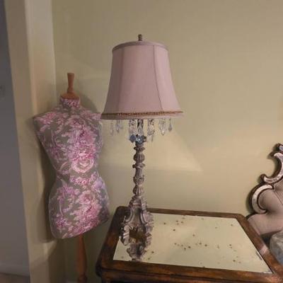 Sale Photo Thumbnail #329: Ornate Table Lamp With Pink Shade

