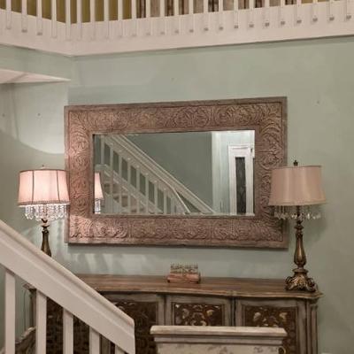 Sale Photo Thumbnail #82: Large Ornate Carved Wood Mirror
