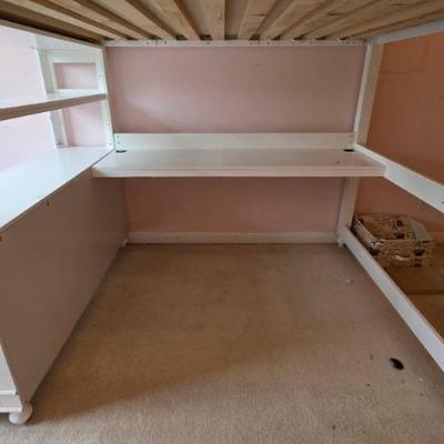 Sale Photo Thumbnail #296: White Loft Bed With Desk and Storage
