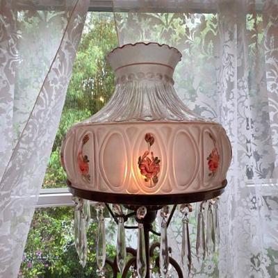 Sale Photo Thumbnail #272: Figural Brass Table Lamp With Painted Shade
