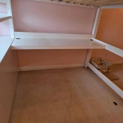 Sale Photo Thumbnail #295: White Loft Bed With Desk and Storage
