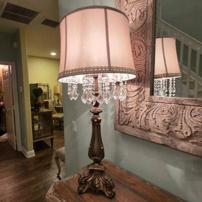 Sale Photo Thumbnail #77: Bronze Table Lamp With Crystal Accents
