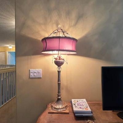 Sale Photo Thumbnail #189: Silver Table Lamp With Pink Shade
