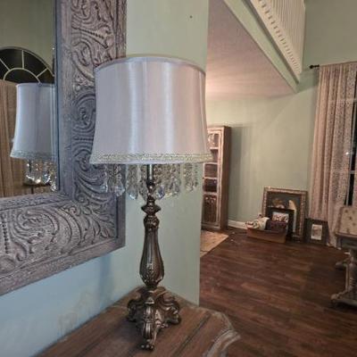 Sale Photo Thumbnail #70: Bronze Table Lamp With Crystal Accents
