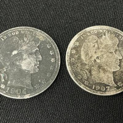 Two Barber Half Dollars 1904 & 1907
