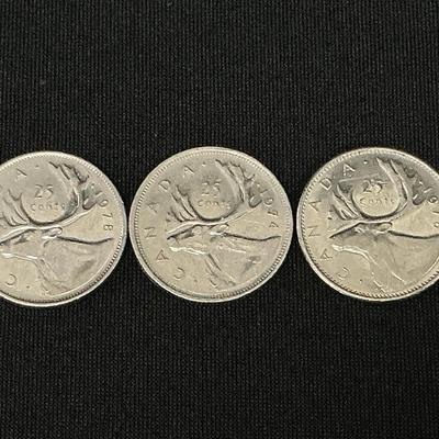 Three Silver Canadian Quarters 1978 & 1974