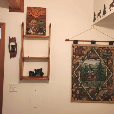 Log Cabin Tapestry And Paddle Shelf