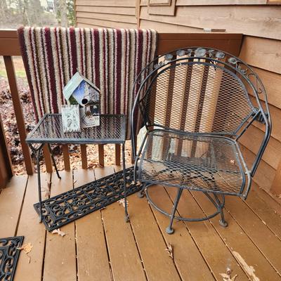 Wrought Iron Chair And Table 