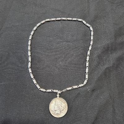 Peace Silver Dollar Coin Necklace 