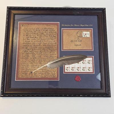 Lot #54 - Vintage US Postal Service Novelty Item Framed Replica Love Letter from John Adams to Abigail Smith