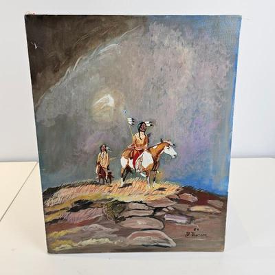 Lot #59 - Original Acrylic Painting – Native American Horse Riders – Signed & Dated 1984